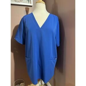 Figs Casma Scrub Top Womens XXL Chest Pocket Blue Technical PO 2444